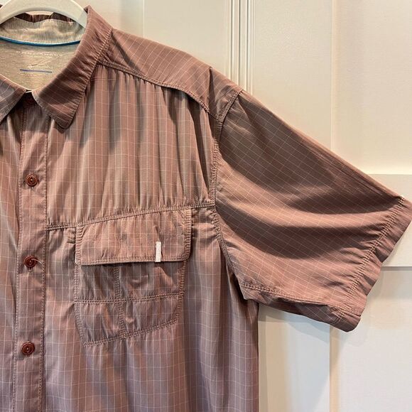 Columbia Men's Omni-Shade Short Sleeve Shirt Brown XL - Picture 2 of 10